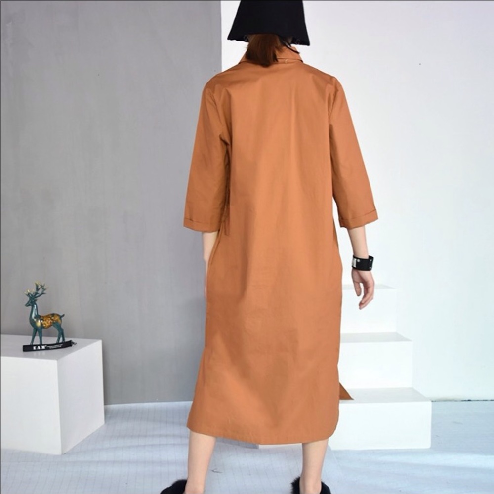 Spring 2019 Midi , waist adjustable dress in rust - Picture 2 of 6